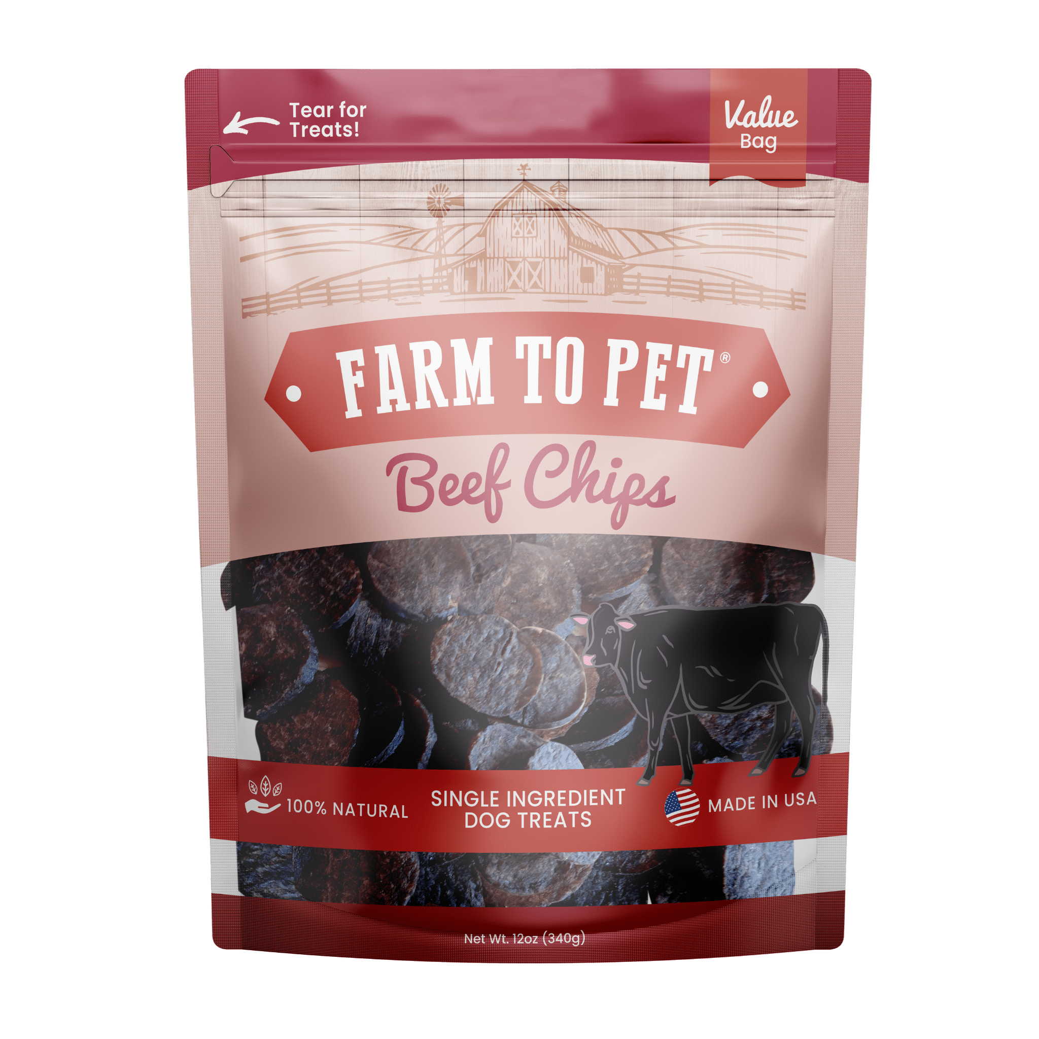 Beef Chips Dog Treats: 12oz