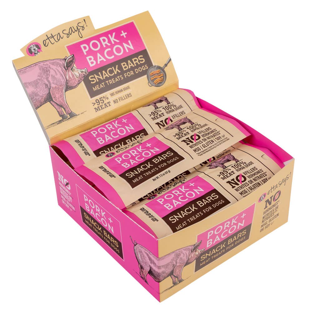 Etta Says! Meat Snack Bar Pork + Bacon Dog Chew 1.5oz