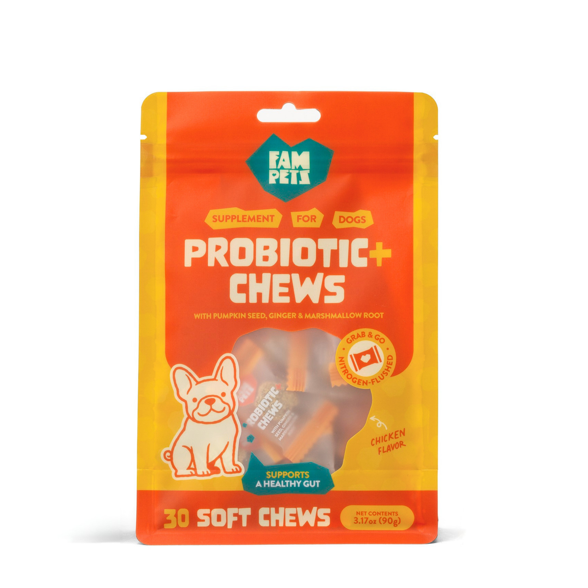 Probiotic+ Soft Chews for Dogs - Digestive Support, Gut Health: 30 Chews