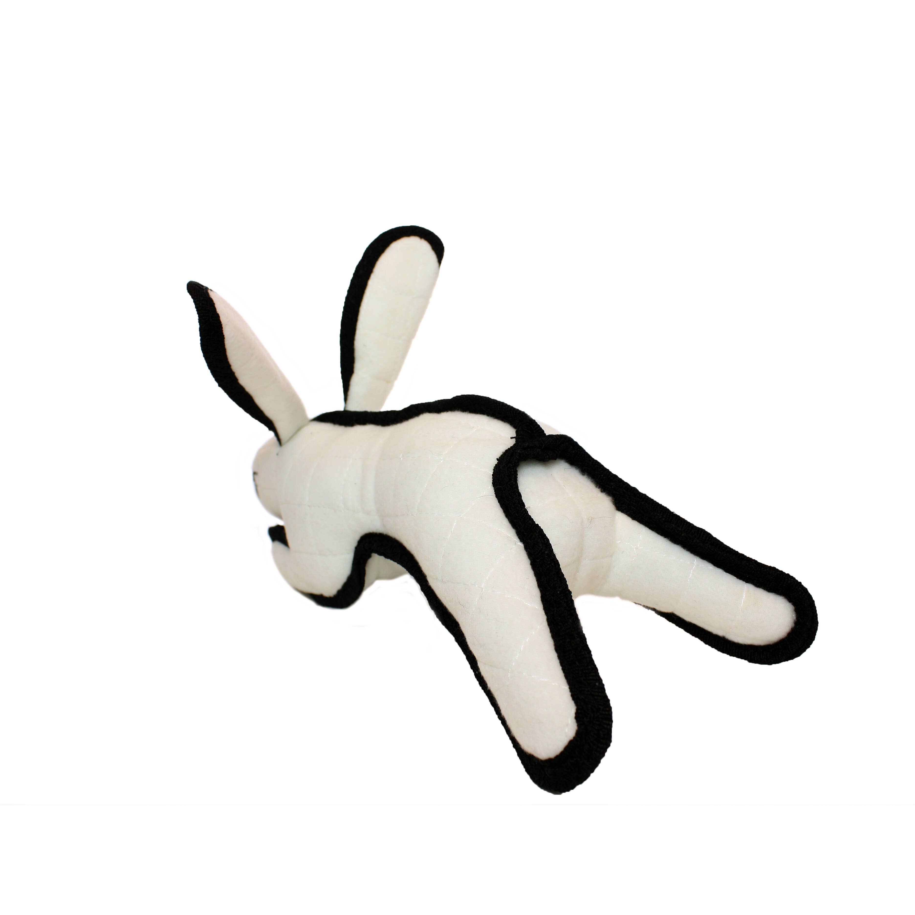 Tuffy Barnyard Rabbit - White, Durable, Squeaky Dog Toy