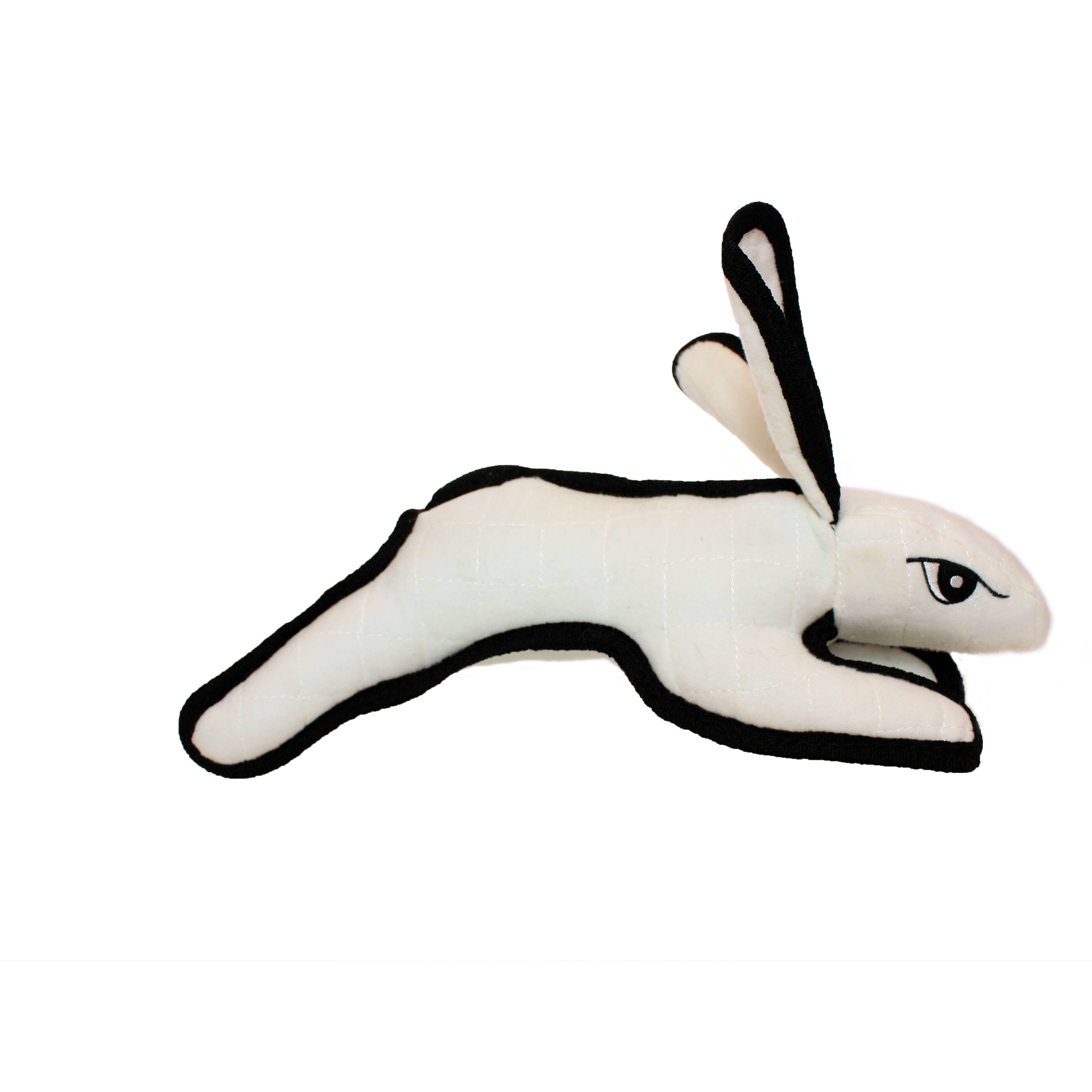 Tuffy Barnyard Rabbit - White, Durable, Squeaky Dog Toy