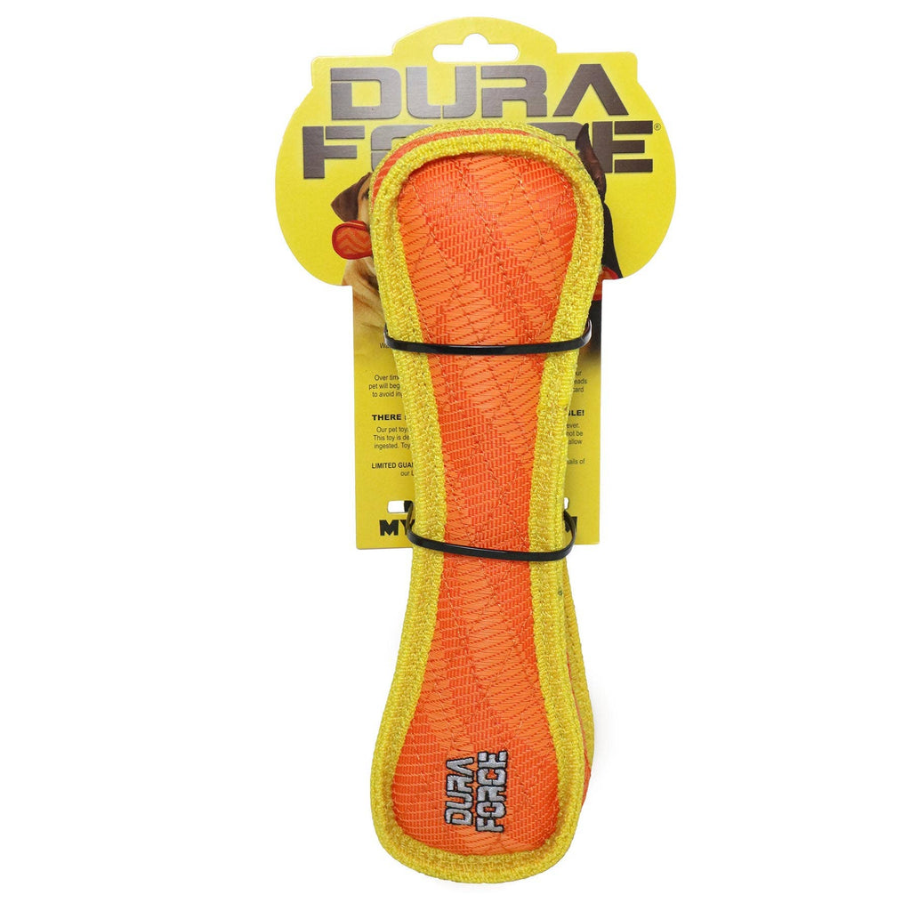 DuraForce Bone Tiger - Orange, Durable, Squeaky Dog Toy