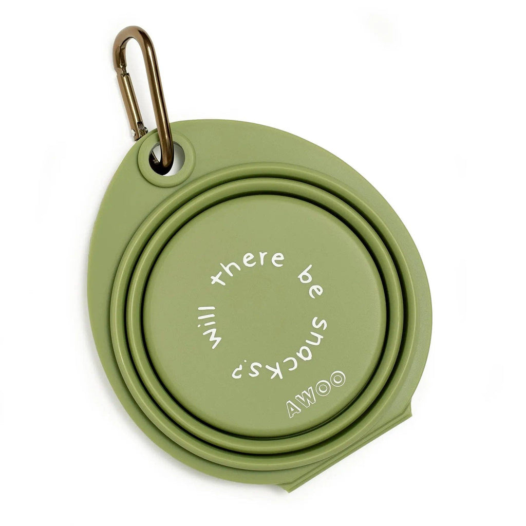 Snack Attack Collapsible Travel Bowl: OLIVE