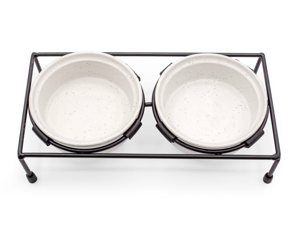 ThoozyPet Stoneware Pet Double Diner White 10 oz