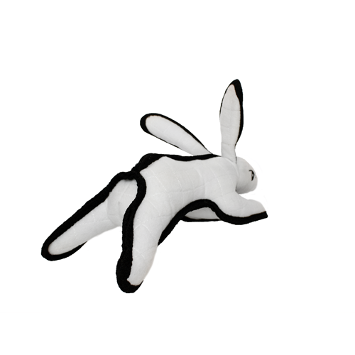 Tuffy Barnyard Rabbit - White, Durable, Squeaky Dog Toy