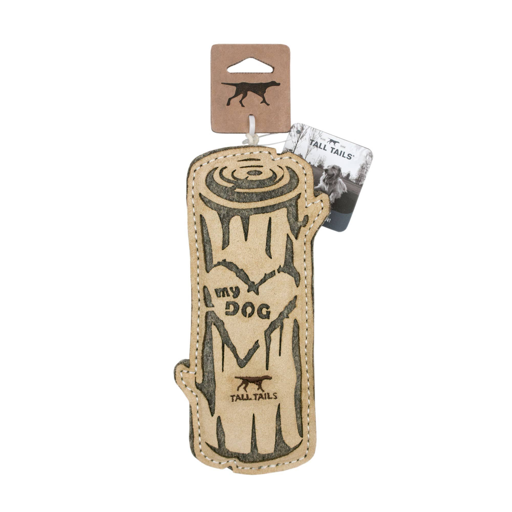 Tall Tails Natural Leather & Wool Love My Dog Log - 9"