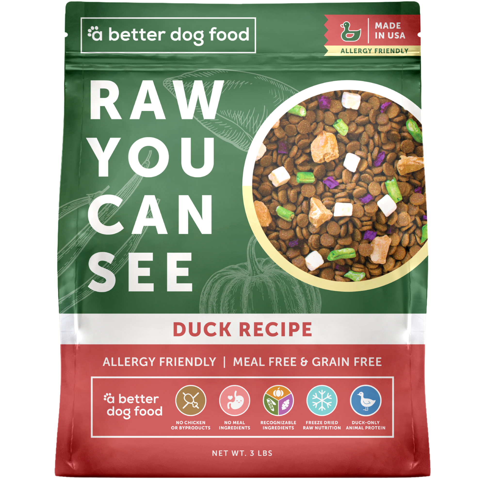 A Better Dog Food - Allergy Friendly Duck | No Chicken, Only Dog, No Meal: 3 lbs