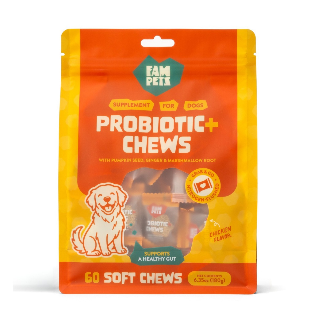 Probiotic+ Soft Chews for Dogs - Digestive Support, Gut Health: 30 Chews