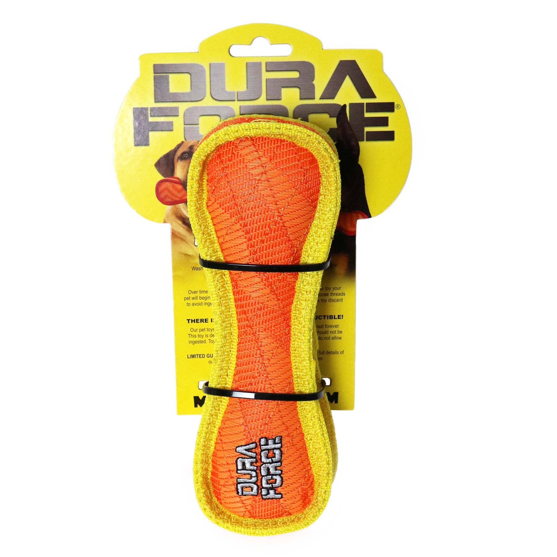 DuraForce Jr Bone Tiger - Orange, Durable, Squeaky Dog Toy