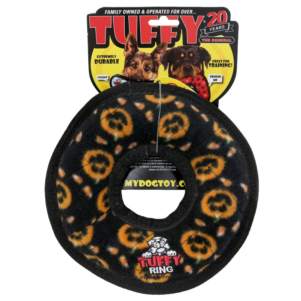 Tuffy Holiday Medium Ring Pumpkin, Durable Squeaky Dog Toy